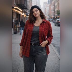 Pendleton 100% Cotton Red Flannel For Layered Look Or Outdoorsy